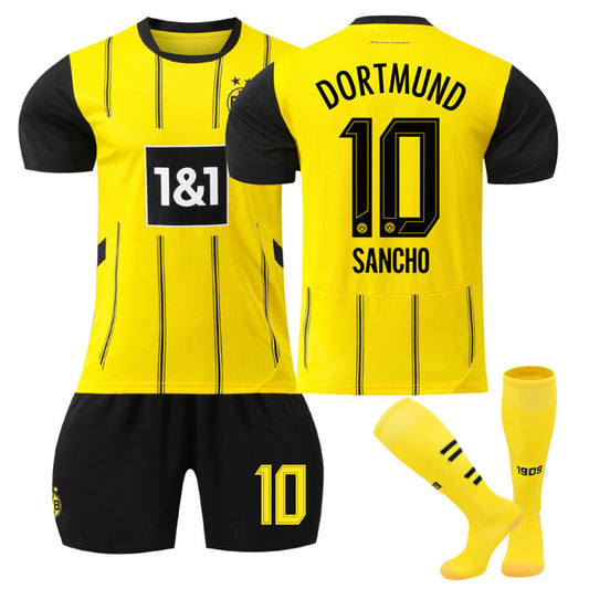 Beakey Dortmund Home SANCHO #10 Soccer Jersey for Kids Adult 3 Pcs Outfits