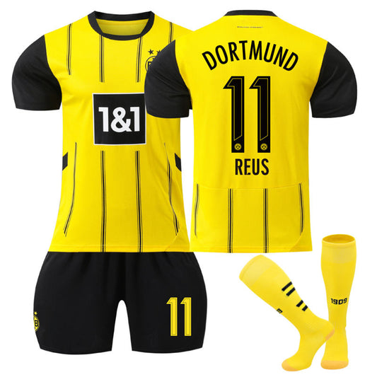 Beakey Dortmund Home REUS #11 Soccer Jersey for Kids Adult 3 Pcs Outfits