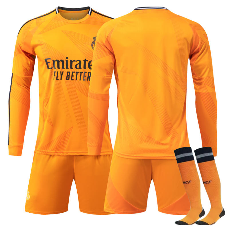 Beakey Real Madrid Away Soccer Jersey Kids Adult 3Pcs Long Sleeve Training Outfits