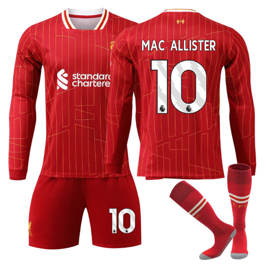 Beakey Liverpool Home MAC ALLISTER #10 Soccer Jersey Kids Adult 3Pcs Long Sleeve Outfits