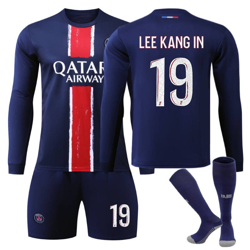 Beakey Paris Home LEE KANG IN #19 Soccer Jersey Kids Adult 3Pcs Long Sleeve Outfits
