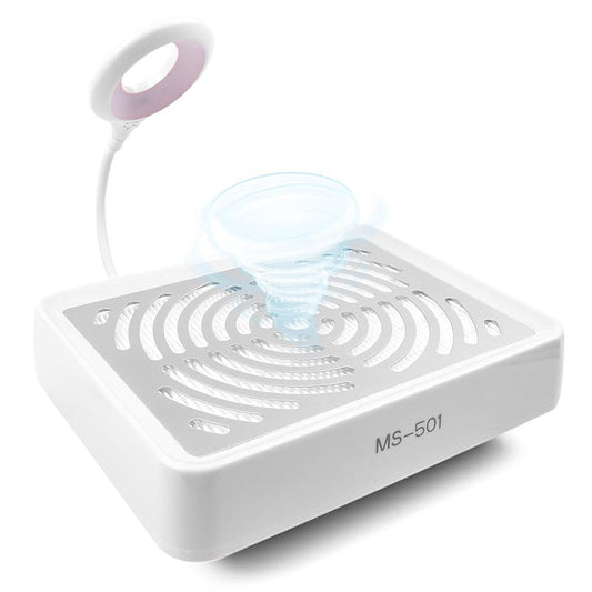 Beakey Nail Dust Collector with LED Light 40W Nail Vacuum Dust Collector Nail Dust Fan for Nail Tech MS501-White