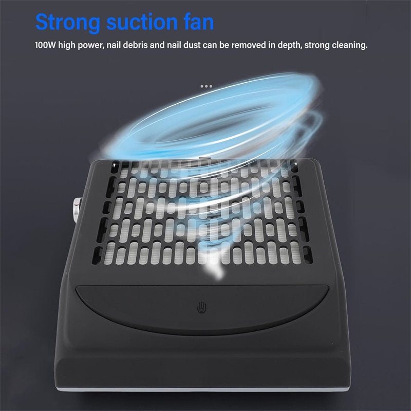 Beakey Nail Dust Collector Machine Electric Nail Dust Extractor with Adjustable Switches for Home or Salon Manicure Tool-Black