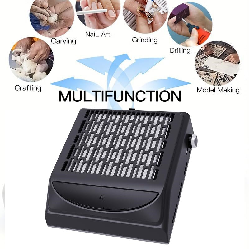 Beakey Nail Dust Collector Machine Electric Nail Dust Extractor with Adjustable Switches for Home or Salon Manicure Tool-Black