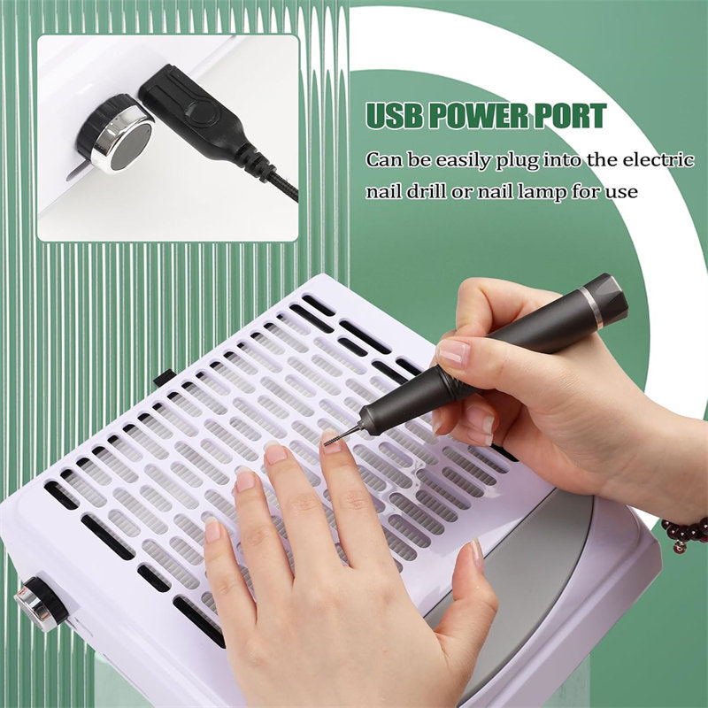 Beakey Nail Dust Collector Machine Electric Nail Dust Extractor with Adjustable Switches for Home or Salon Manicure Tool-White