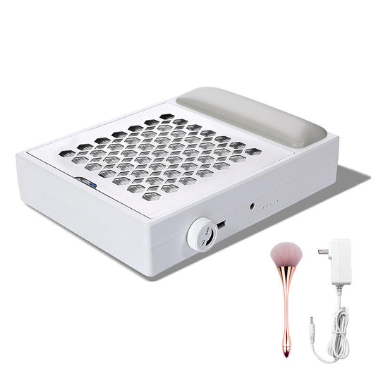 Beakey Nail Dust Collector with Dusting Brush 56W Electric Nail Vacuum Dust Fan Hand Pillow for Nails Salon WL502-White