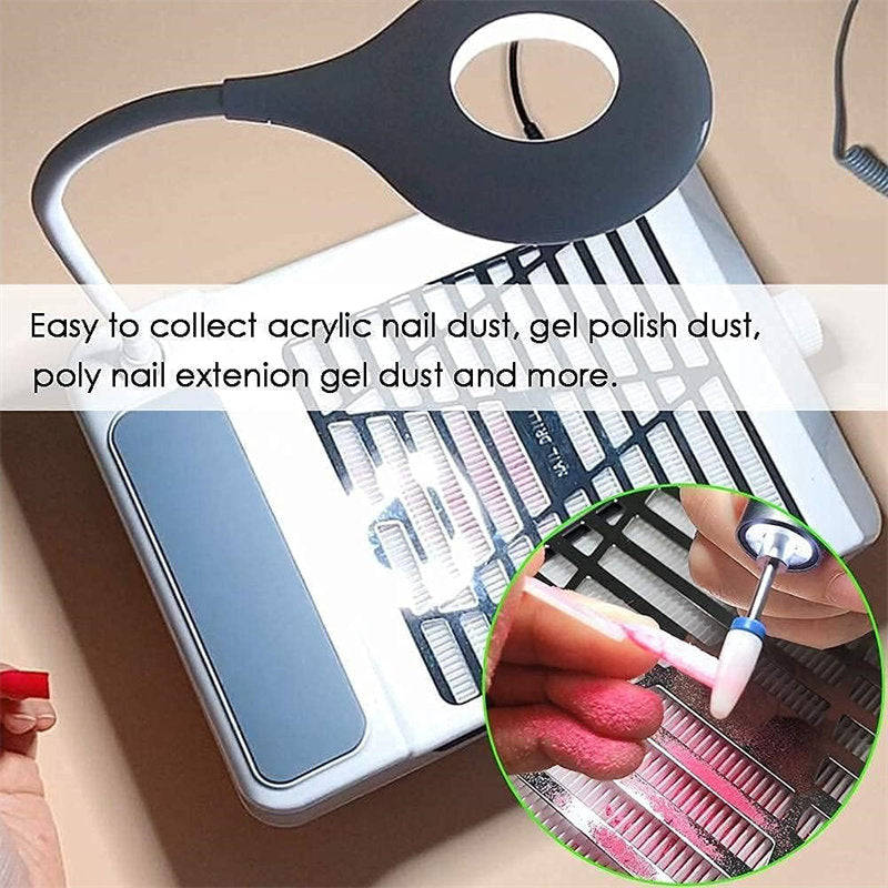 Beakey Nail Dust Collector with Light Hand Pillow Powerful Extractor Suction Fan for Home or Salon Manicure Tool