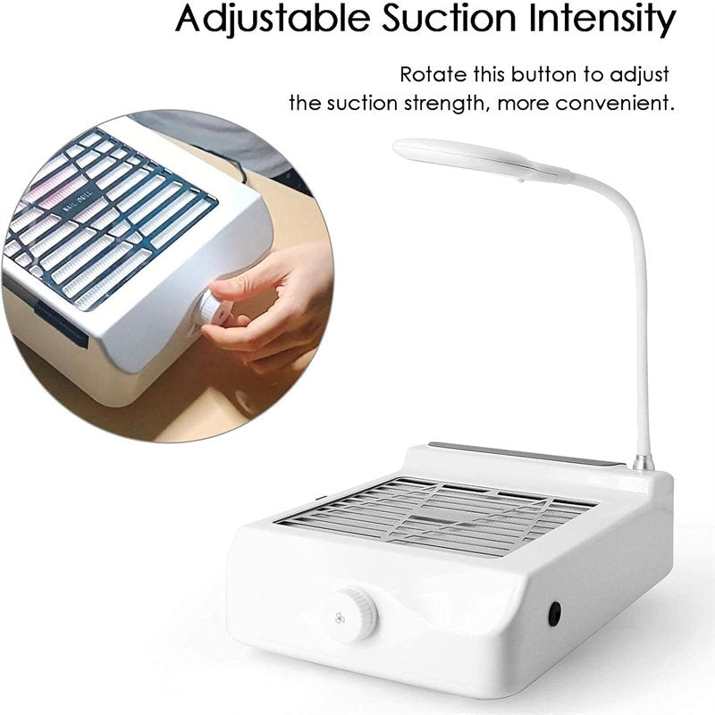 Beakey Nail Dust Collector with Light Hand Pillow Powerful Extractor Suction Fan for Home or Salon Manicure Tool
