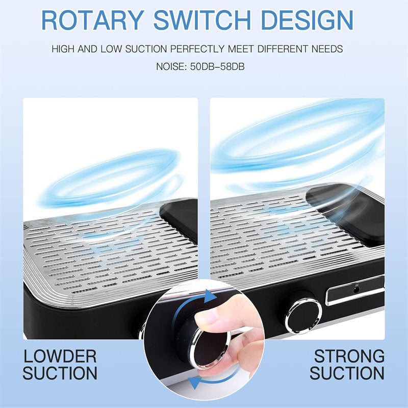 Beakey Nail Dust Collector Rechargeable 80W Vacuum Fan Dust Collector for Acrylic Gel Nail Polishing-Black