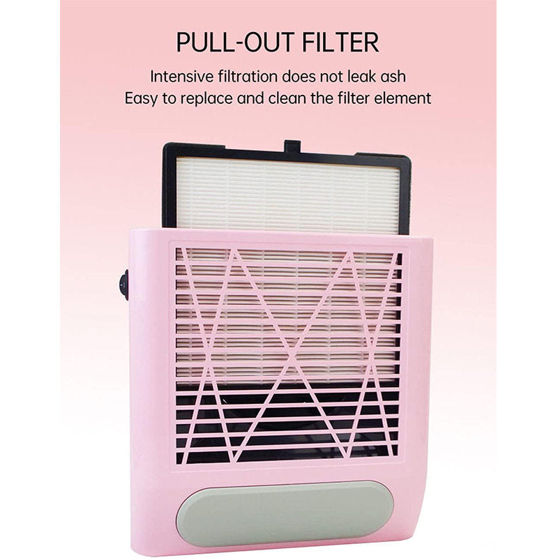 Beakey Nail Dust Collector 80W Adjustable Nail Gel Polish Vacuum Cleaner Nail Art Salon Tool-Pink