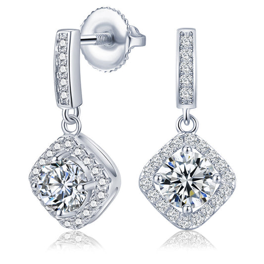 Beakey Moissanite Earrings 0.5CT D Color 925 Sterling Silver Drop Earrings Lab Created Diamond Screw Back Jewelry For Women-033