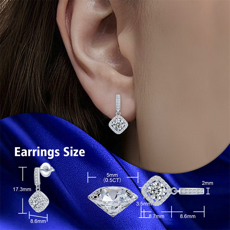 Beakey Moissanite Earrings 0.5CT D Color 925 Sterling Silver Drop Earrings Lab Created Diamond Screw Back Jewelry For Women-033
