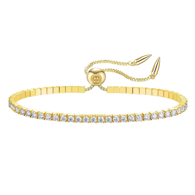 Beakey Moissanite Tennis Bracelet 1.8ct Diamond Bracelets for Women D Color Round Brilliant Cut Lab Created 14K Gold Plated Adjustable Bracelets