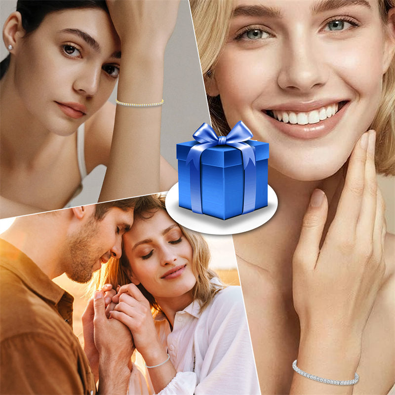 Beakey Moissanite Tennis Bracelet 1.8ct Diamond Bracelets for Women D Color Round Brilliant Cut Lab Created 14K Gold Plated Adjustable Bracelets