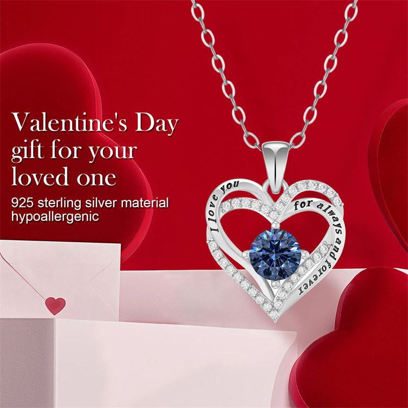 Beakey Moissanite Necklace for Women Heart Pendant Blue Diamond S925 Sterling Silver Jewelry Anniversary Present for Wife Mom Girlfriend