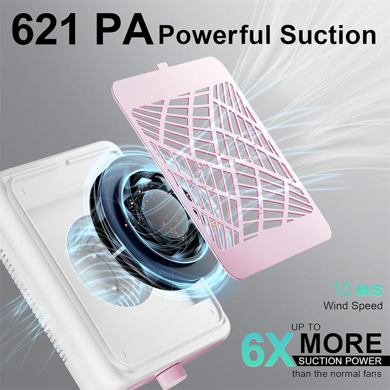 Beakey Rechargeable Nail Dust Collector Low Noise for Home Salon Use-Pink