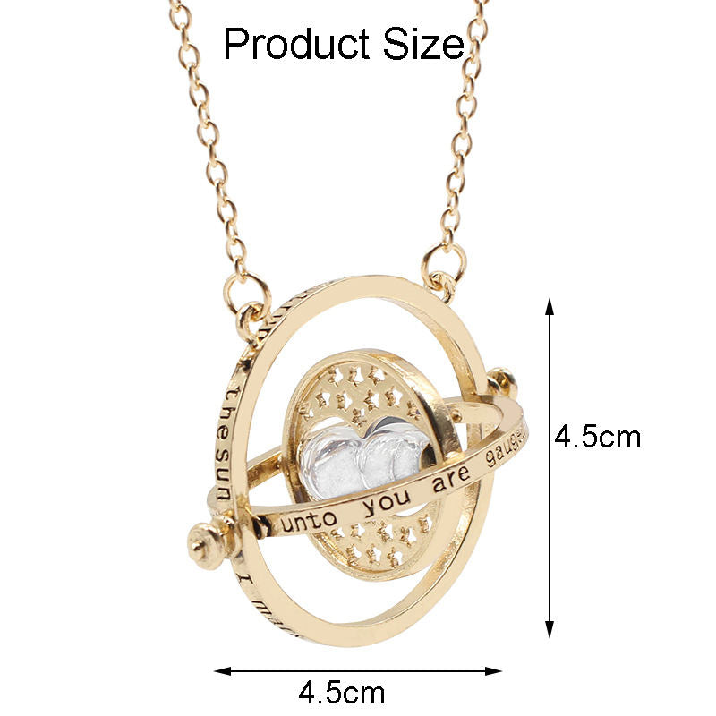 Beakey Time Hourglass Necklace Alloy Rotating Time Turner Pendant-White