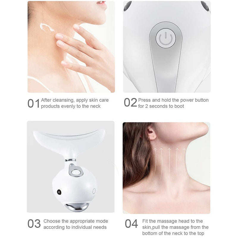 Beakey Facial Neck Massager with 3 Colors LED Therapy for Skin Lifting