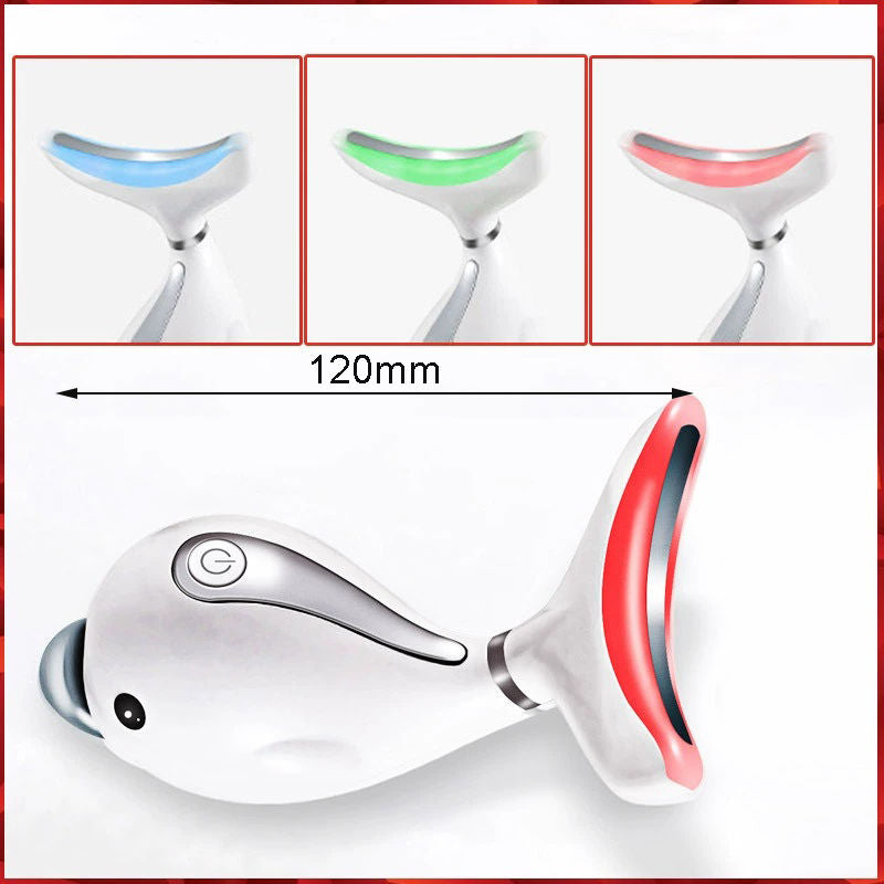 Beakey Facial Neck Massager with 3 Colors LED Therapy for Skin Lifting