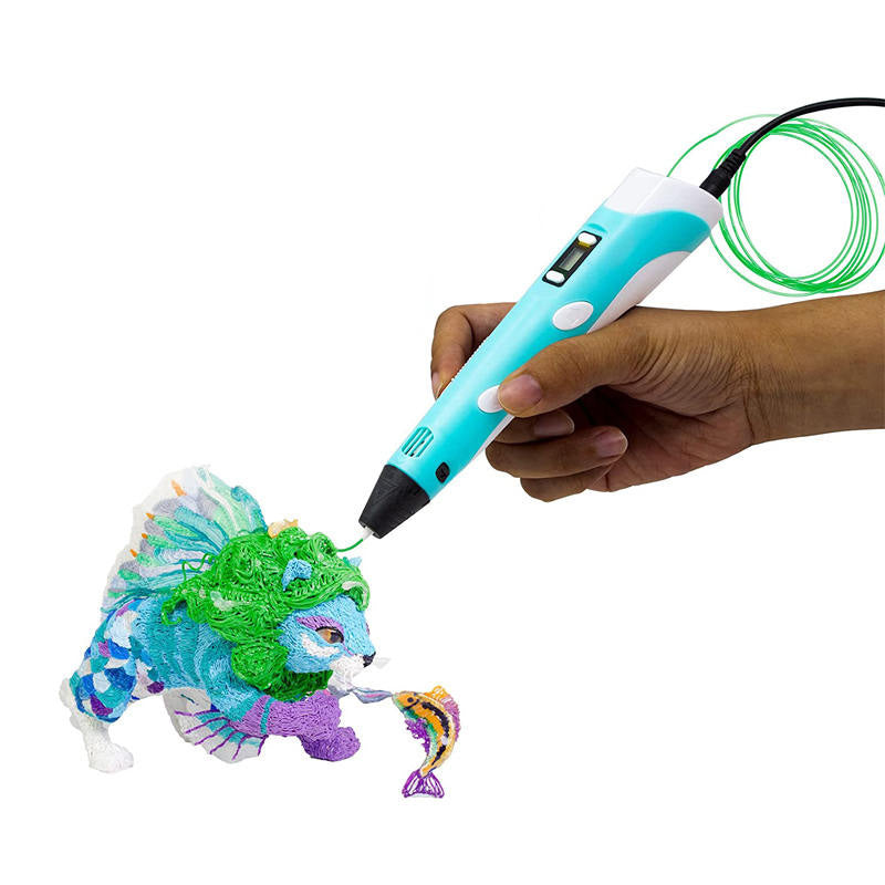 Beakey 3D Drawing Printing Pen with LCD Screen PLA Filament for Kids Blue