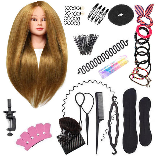 Beakey Mannequin Head with Clamp + Hairstyling Accessories Set for Hairdresser Practice