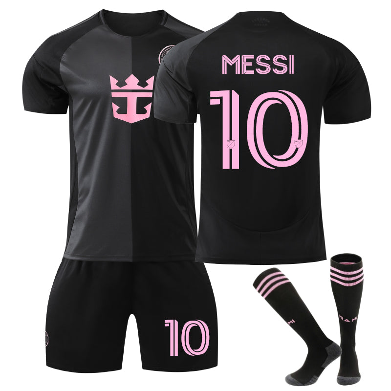 Beakey Miami Away  MESSI #10 Soccer Jersey 3 Pcs Outfits for Kids Adult
