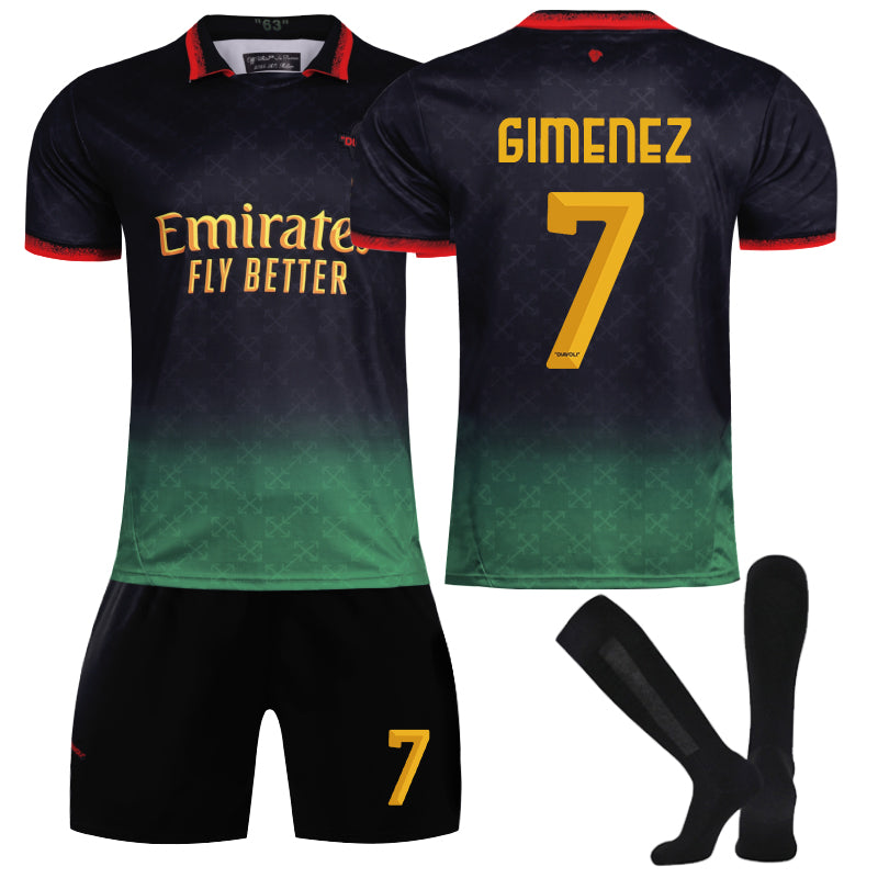 Beakey AC Joint Edition GIMENEZ #7 Soccer Jersey for Kids Adult 3 Pcs Training Outfits-Black