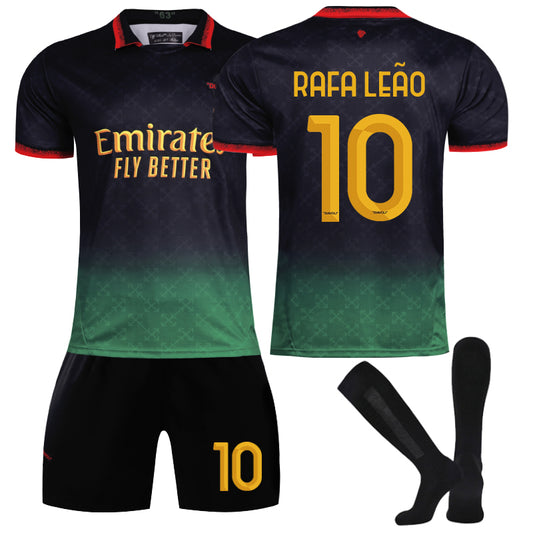 Beakey AC Joint Edition RAFA LEAO #10 Soccer Jersey for Kids Adult 3 Pcs Training Outfits-Black