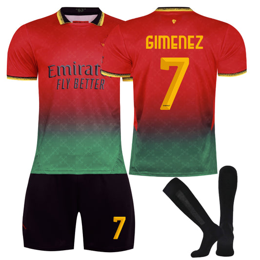 Beakey AC Joint Edition GIMENEZ #7 Soccer Jersey for Kids Adult 3 Pcs Training Outfits-Red