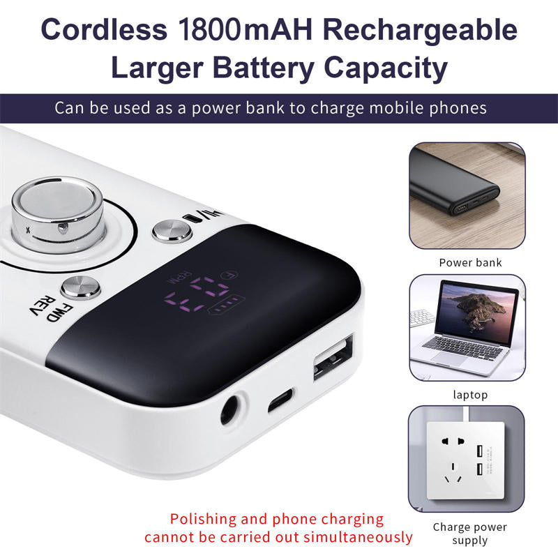 Beakey Portable Nail Drill 45000 RPM Electric Nail File with 6 Drill Bits-White