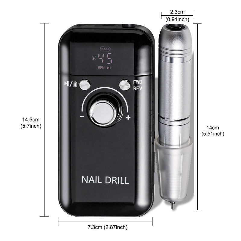 Beakey Portable Nail Drill 45000 RPM Electric Nail File with 6 Drill Bits-Black