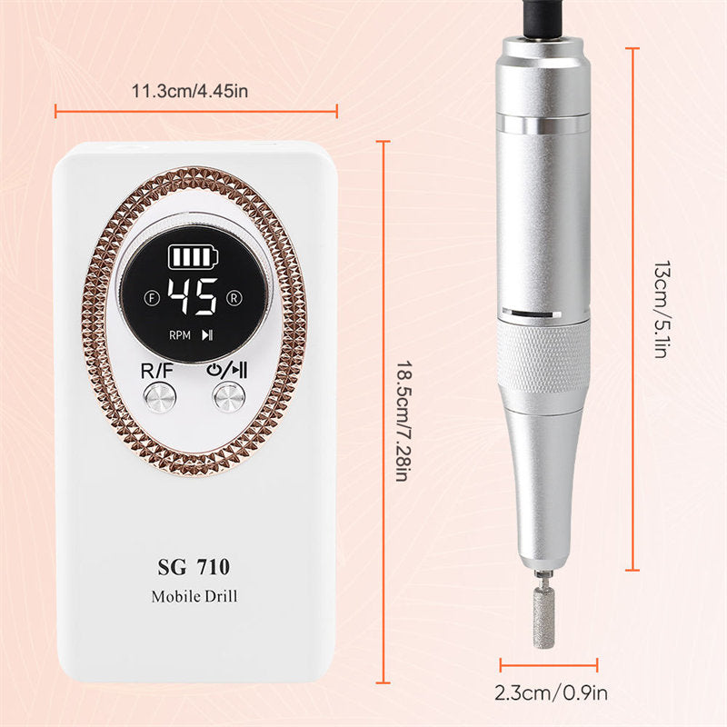 Beakey Electric Nail Drill with 6 in 1 Drill Bits Kit for Gel Nail Manicure Pedicure-White