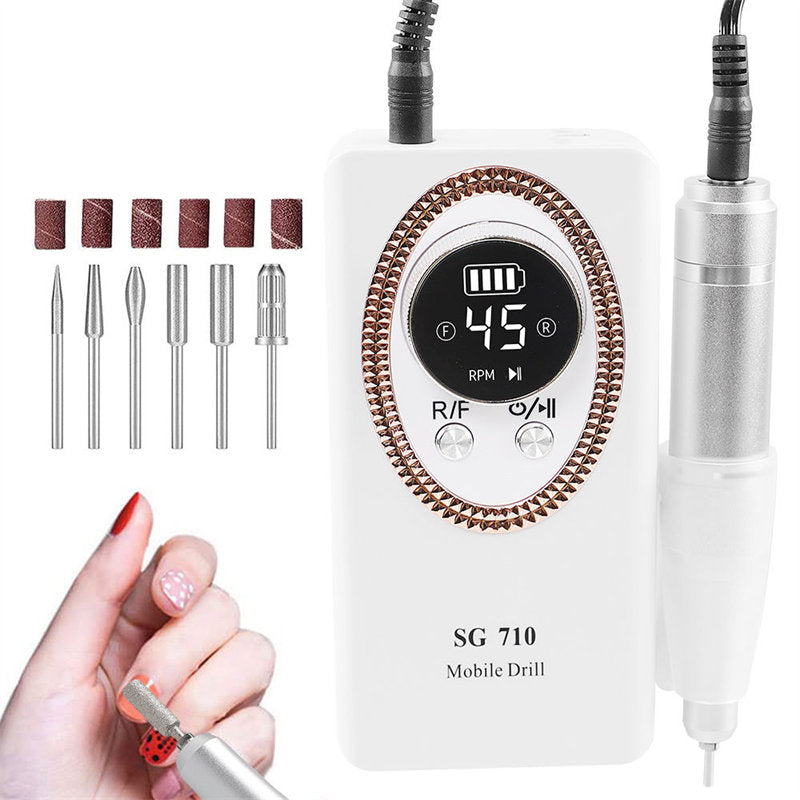 Beakey Electric Nail Drill with 6 in 1 Drill Bits Kit for Gel Nail Manicure Pedicure-White