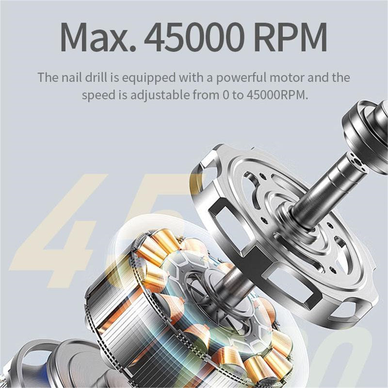 Beakey Electric Nail Drill Machine Set Portable Nail Grinder for Acrylic Gel Nail-Black