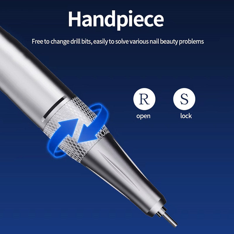 Beakey Cordless Electric Nail Drill 45000RPM Portable Diamond E-File for Salon Personal Use