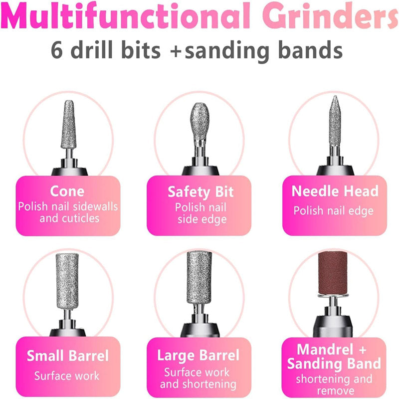 Beakey Electric Nail Drill Kit 35000RPM Pro Drill Nail E File Manicure Pedicure-Black