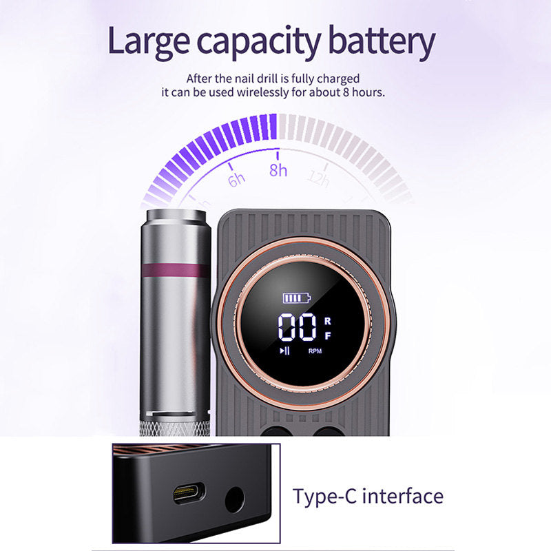 Beakey Electric Nail Drill Kit 35000RPM Pro Drill Nail E File Manicure Pedicure-Silver