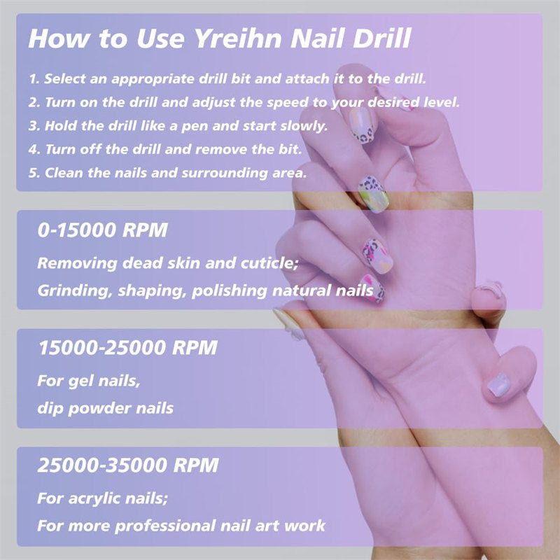 Beakey Electric Nail Drill Kit 35000RPM Pro Drill Nail E File Manicure Pedicure-Silver