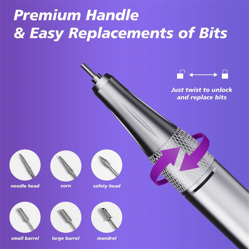 Beakey Electric Nail Drill Kit 35000RPM Pro Drill Nail E File Manicure Pedicure-Silver