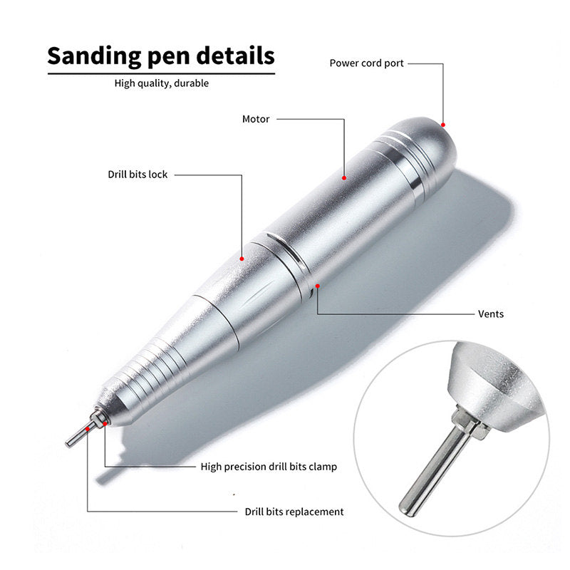 Beakey Cordless Electric Nail Drill Kit Portable Low Noise Nail File for Acrylic Gel Nails-White