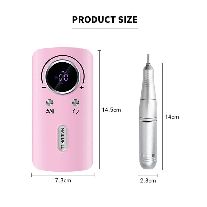 Beakey Cordless Electric Nail Drill Kit Portable Low Noise Nail File for Acrylic Gel Nails-Pink