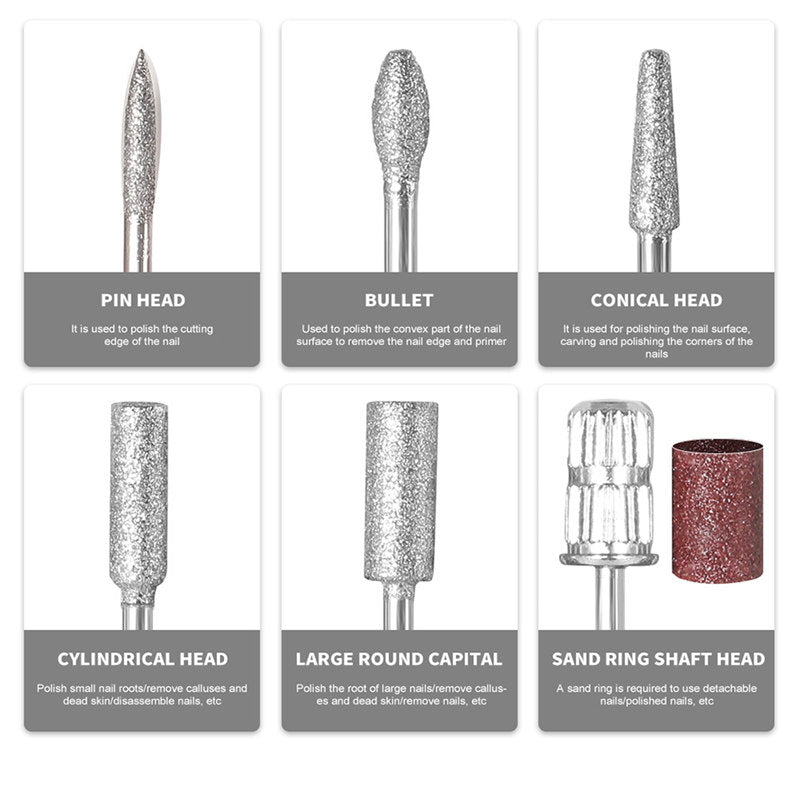 Beakey Cordless Electric Nail Drill Kit Portable Low Noise Nail File for Acrylic Gel Nails-Pink