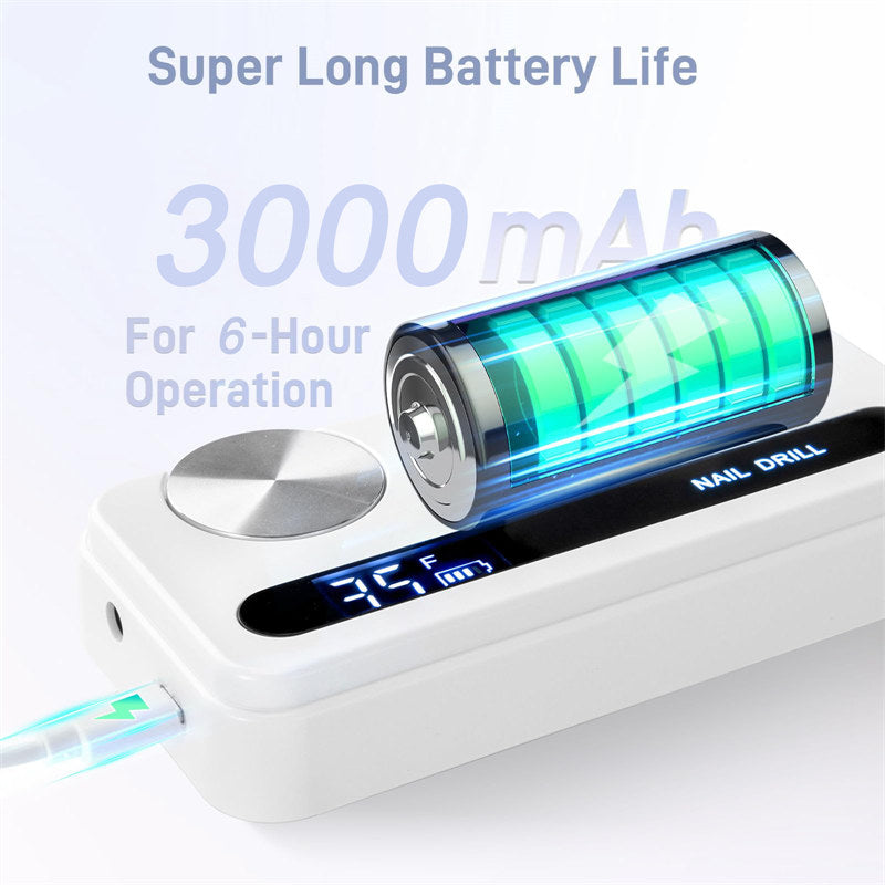 Beakey Electric Nail Drill Kit 35000RPM Pro Drill Nail E File Manicure Pedicure Polishing Tool-White