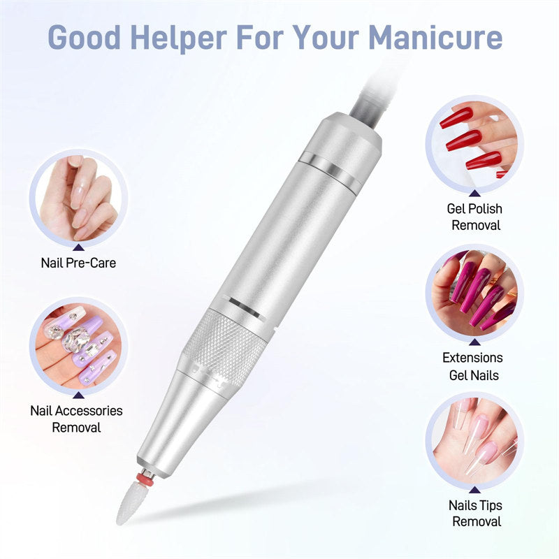 Beakey Electric Nail Drill Kit 35000RPM Pro Drill Nail E File Manicure Pedicure Polishing Tool-White