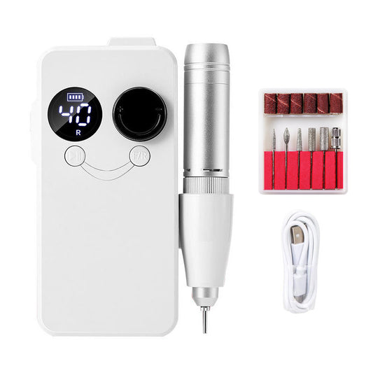 Beakey Electric Nail Drill 40000RPM Rechargeable Nail File Machine with Drill Bits Kit Home Nail Salon Use-White