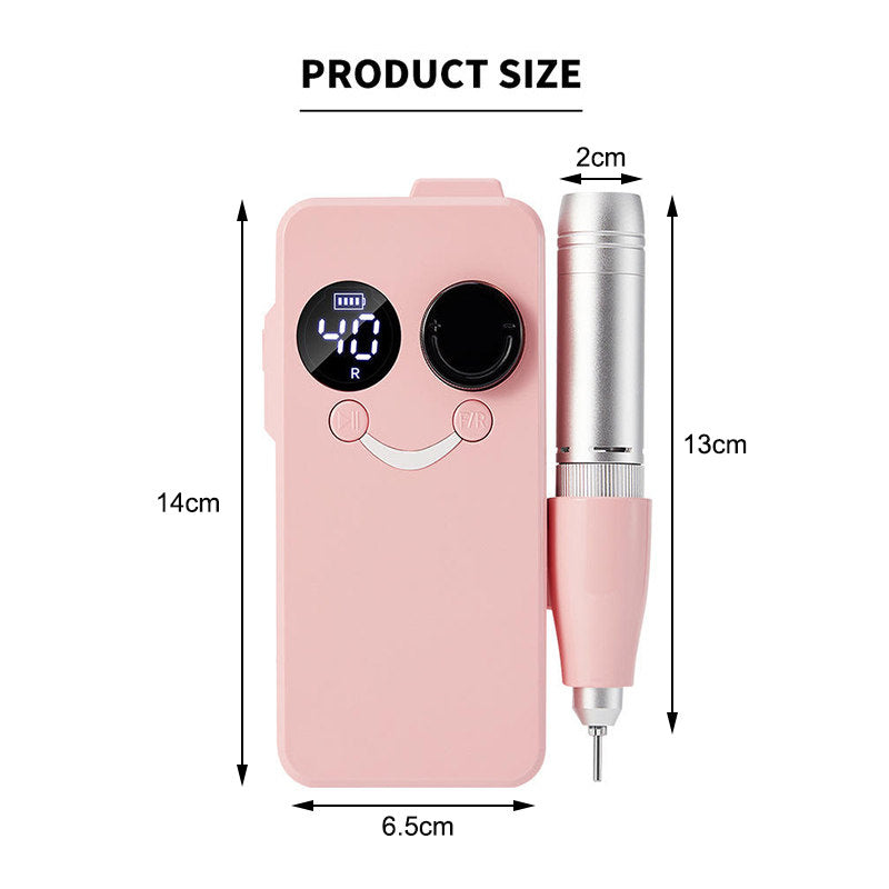Beakey Electric Nail Drill 40000RPM Rechargeable Nail File Machine with Drill Bits Kit Home Nail Salon Use-Pink