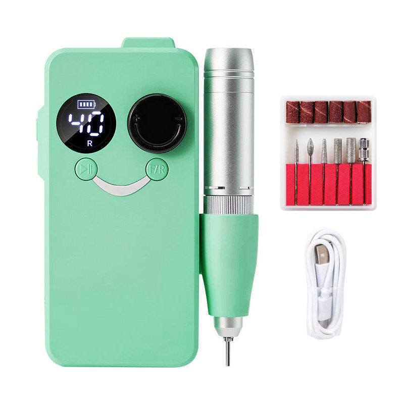 Beakey Electric Nail Drill 40000RPM Rechargeable Nail File Machine with Drill Bits Kit Home Nail Salon Use-Green