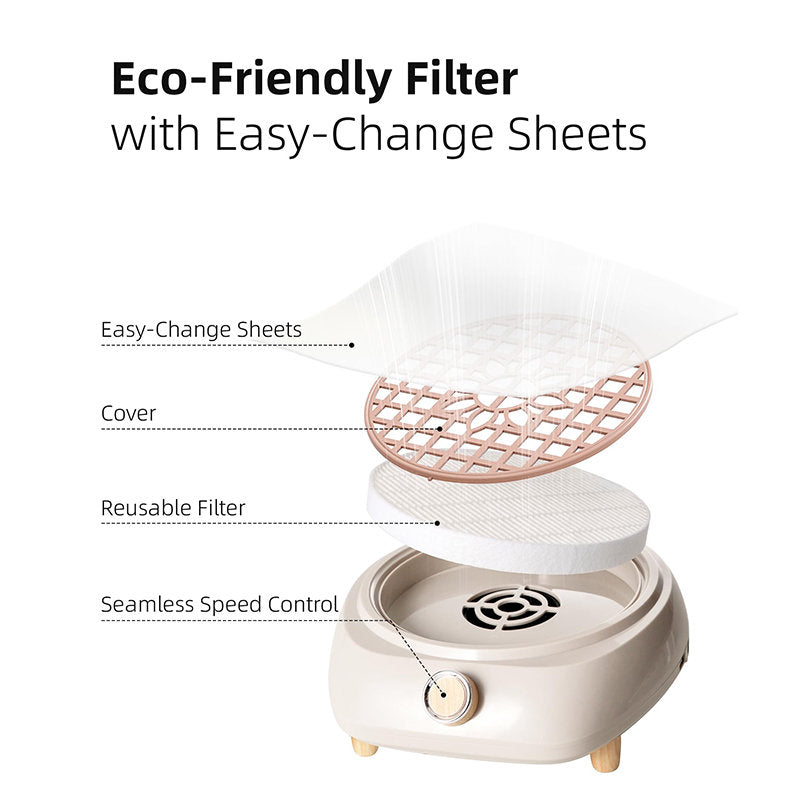 Beakey Round Nail Dust Collector Compact Nail Dust Fan for Home Salon Use