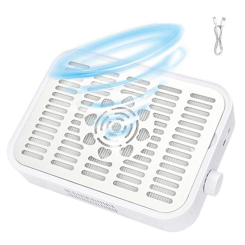 Beakey Rechargeable Nail Dust Collector with Reusable Filter for Acrylics-White