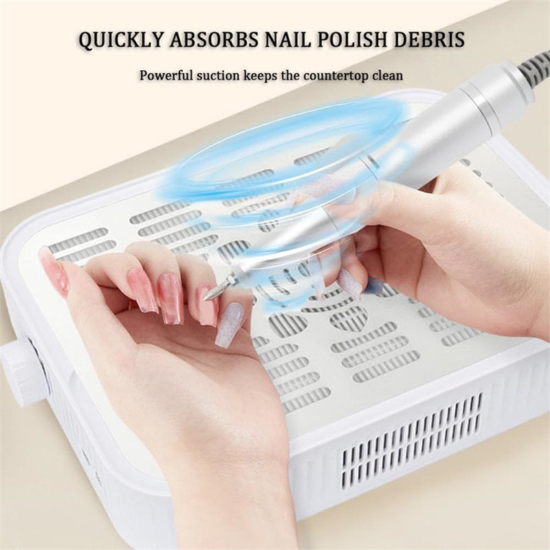 Beakey Rechargeable Nail Dust Collector with Reusable Filter for Acrylics-White